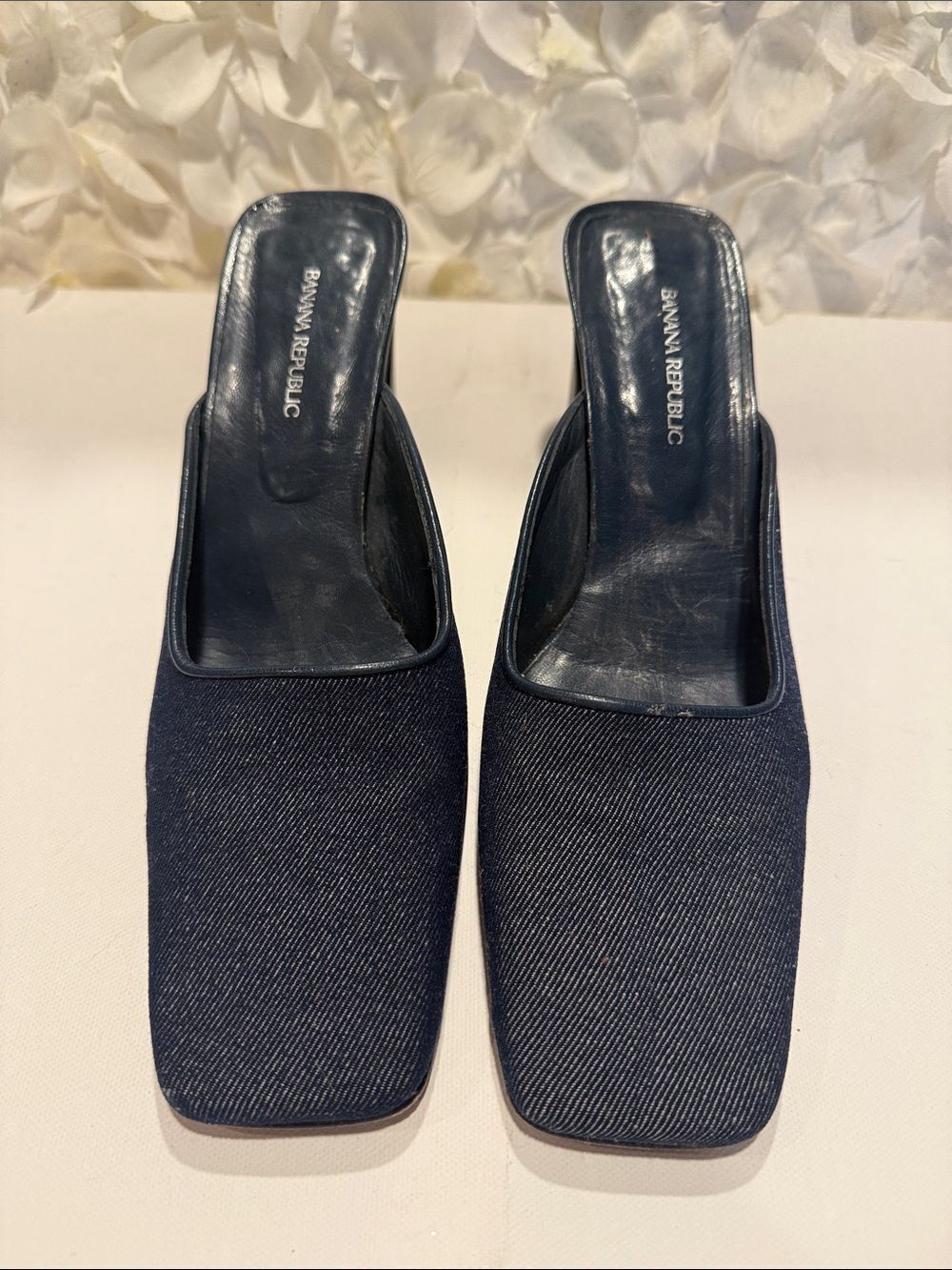 Banana Republic Vintage Dark Navy Square-Toe Denim Mule
